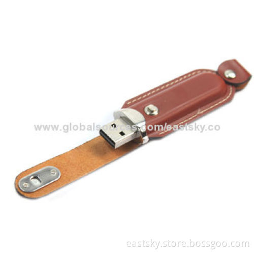 Leather promotional USB flash drive, 64MB to 32GBNew